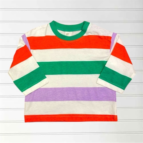 H&M NWOT 100% Cotton Boys Stripped Long Sleeve Crewneck T Shirt - Picture 1 of 1